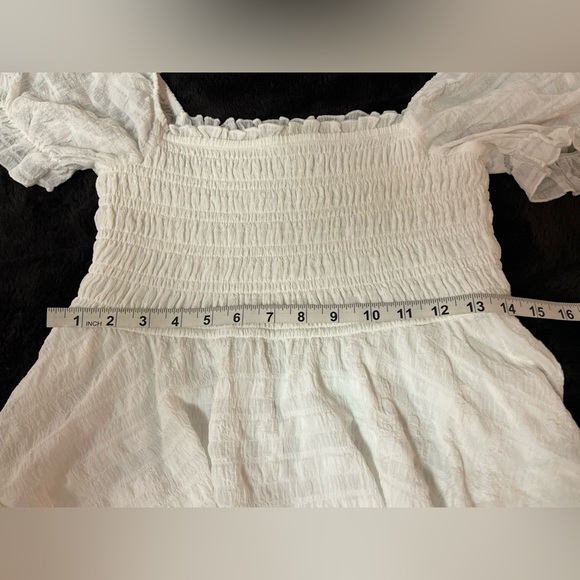 White Tiered Puff Sleeve Dress - On or Off Shoulder - Thirty / Thirty LA - Picture 10 of 10